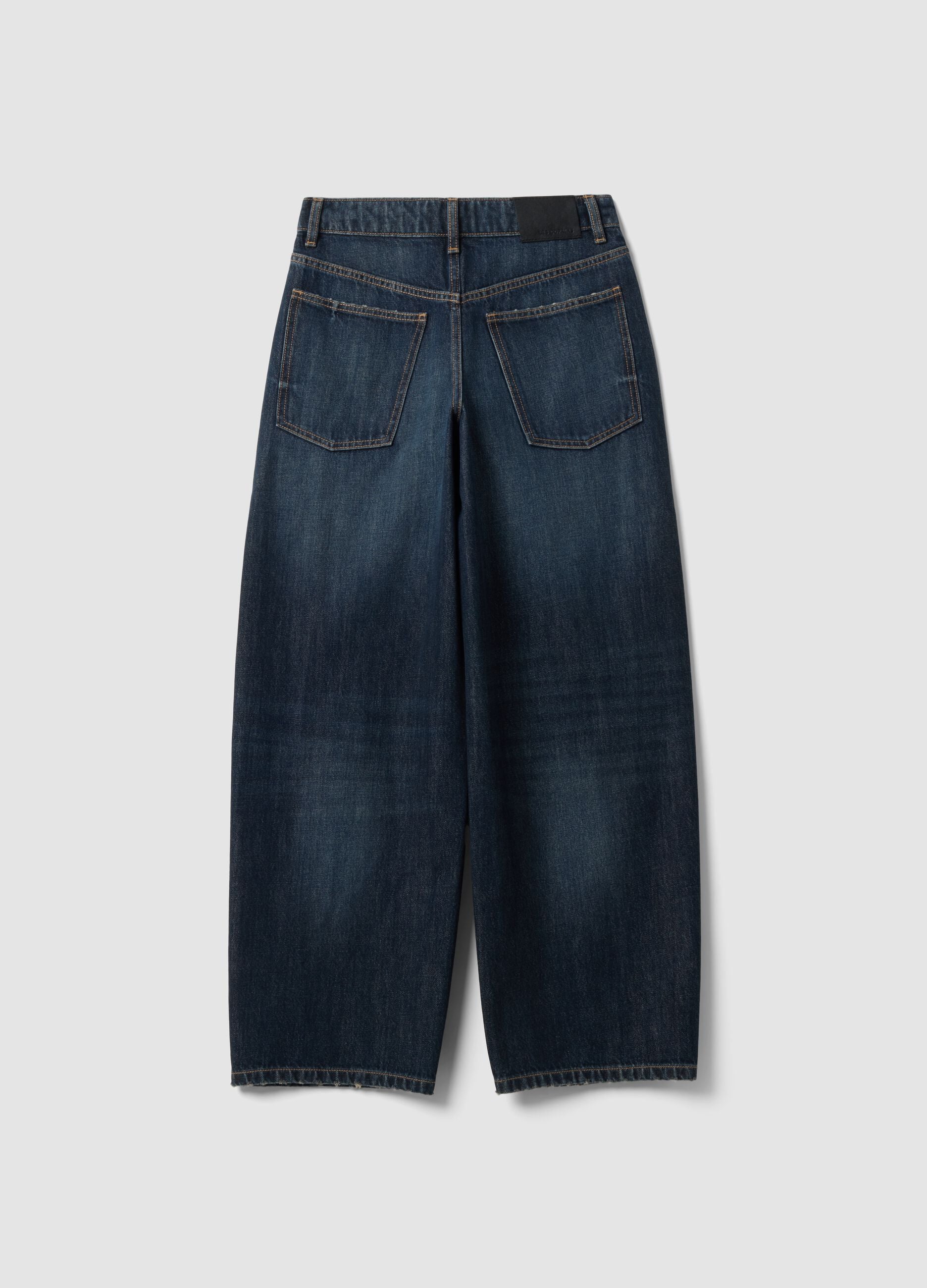 Blaue Balloon-Fit-Jeans aus reiner Baumwolle