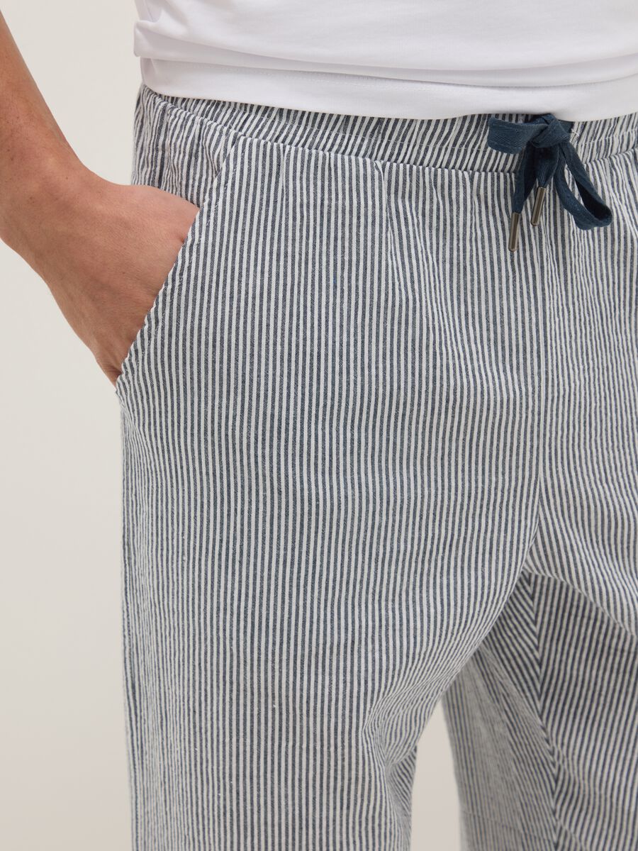 Regular fit multicolour striped pure cotton pyjama shorts_3