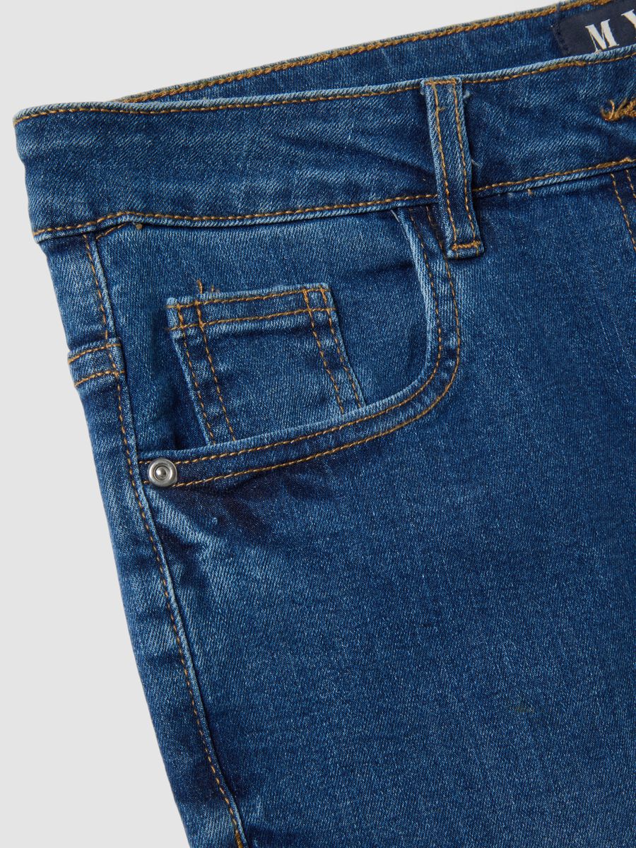 Blue bootcut stretch-cotton jeans_1