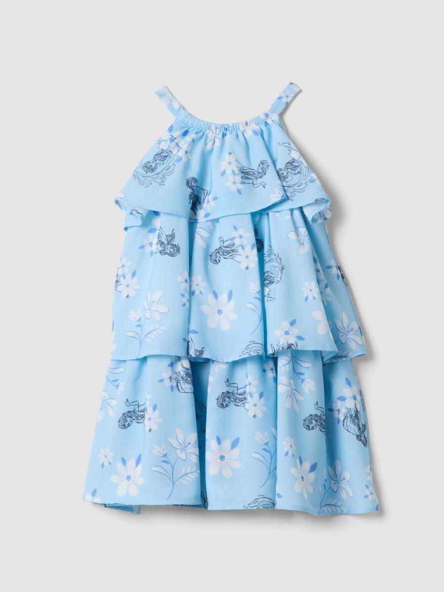 Light blue ruffle dress with floral print_0