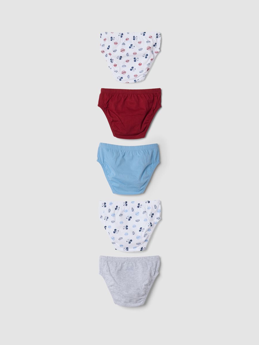 Multipack di cinque slip multicolor in puro cotone organico con stampa Mickey_1