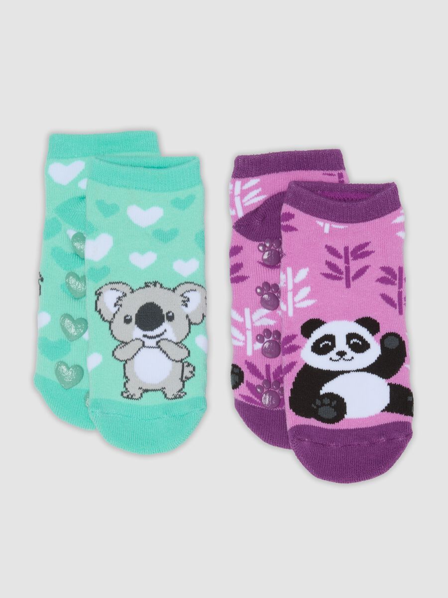 2-pack of short stretch organic cotton socks with panda and koala print_0