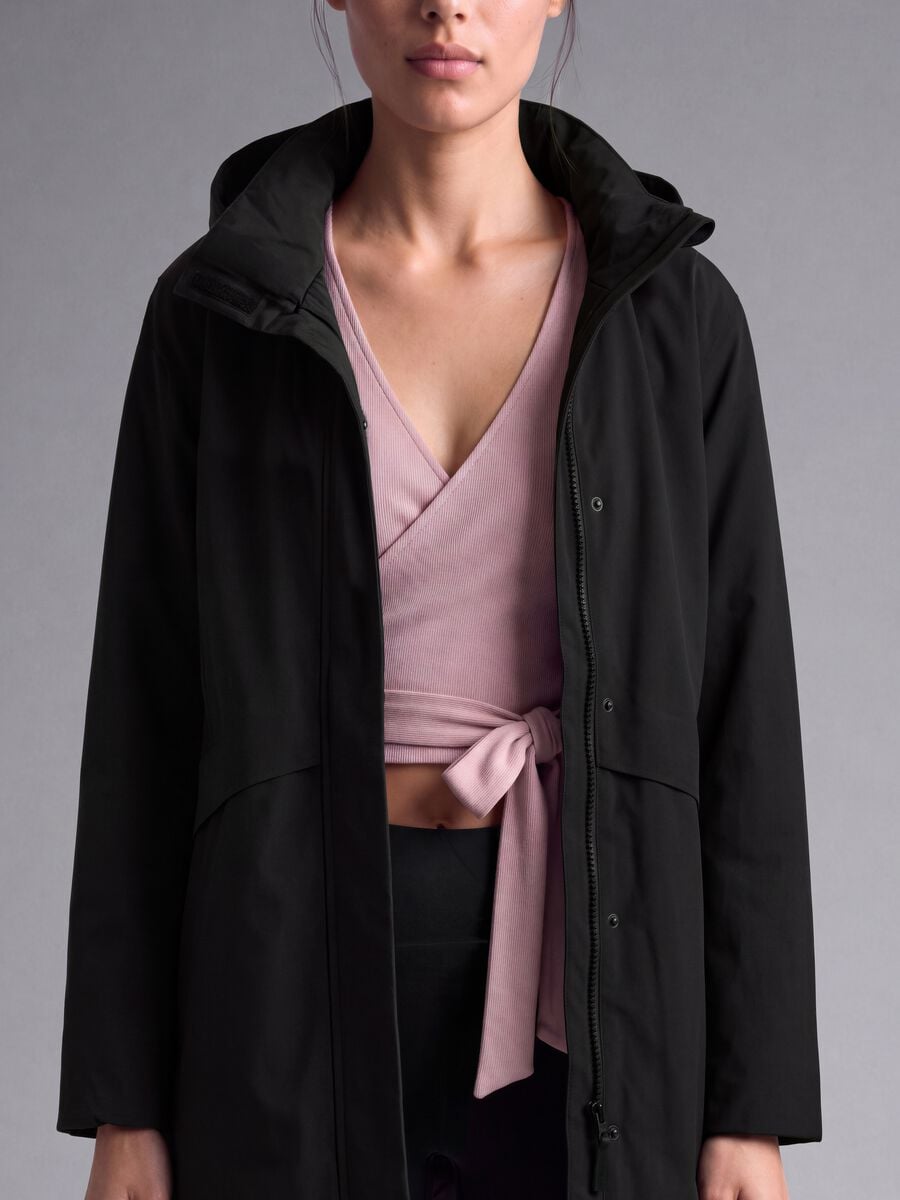 Black water-repellent hooded jacket with zip, regular fit ALTAVIA STUDIO_3