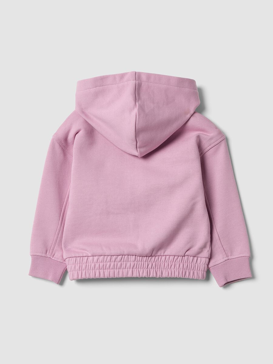 Pink organic cotton hooded sweatshirt with oversized fit for baby girl_1