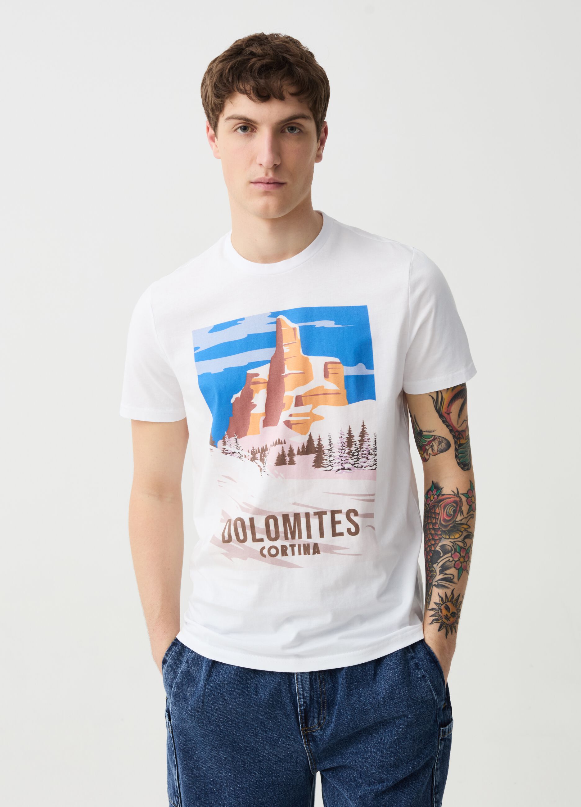 T-shirt with Dolomiti Cortina print
