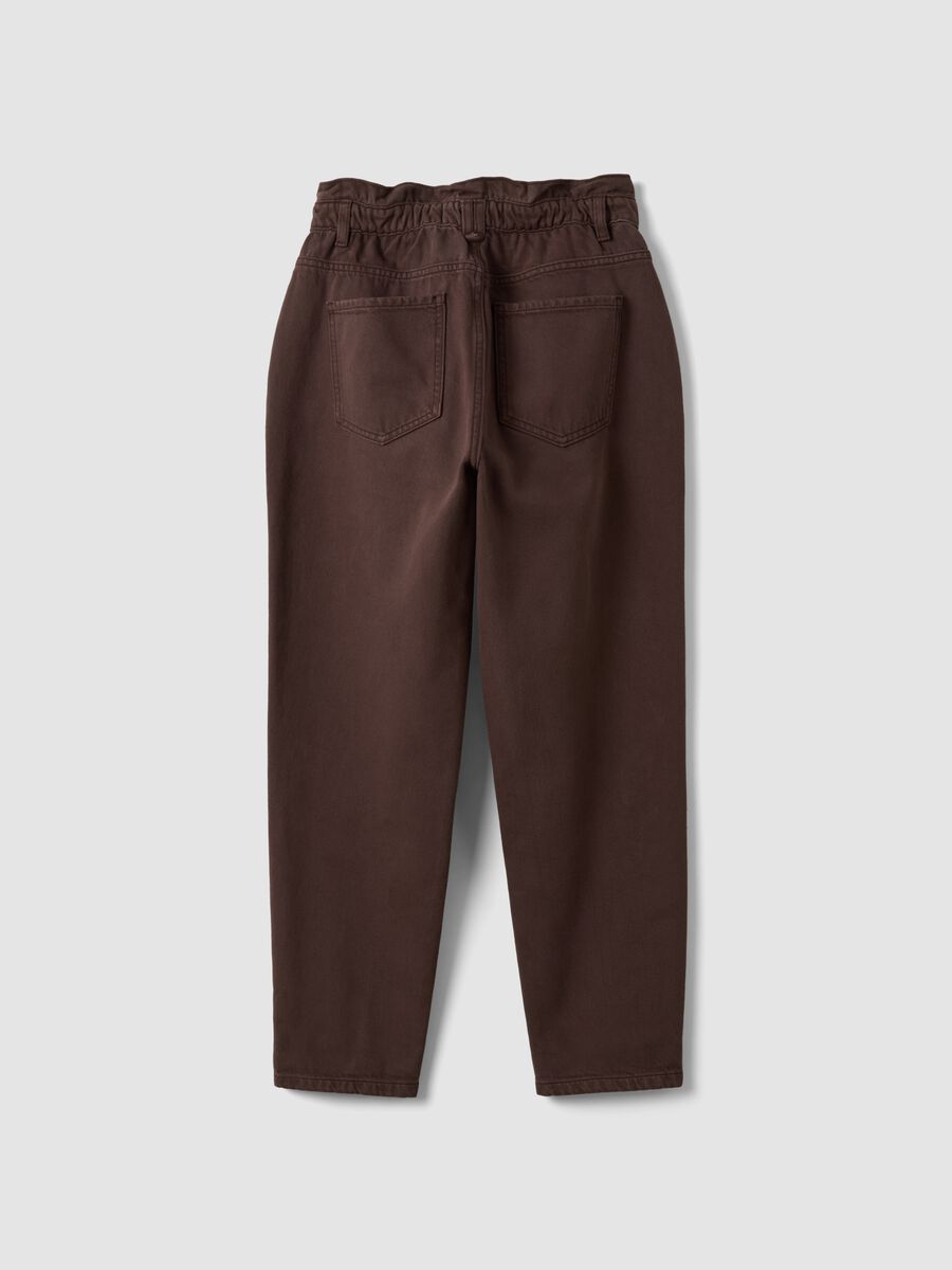 Brown baggy-fit pure cotton denim jeans with paperbag waist_6