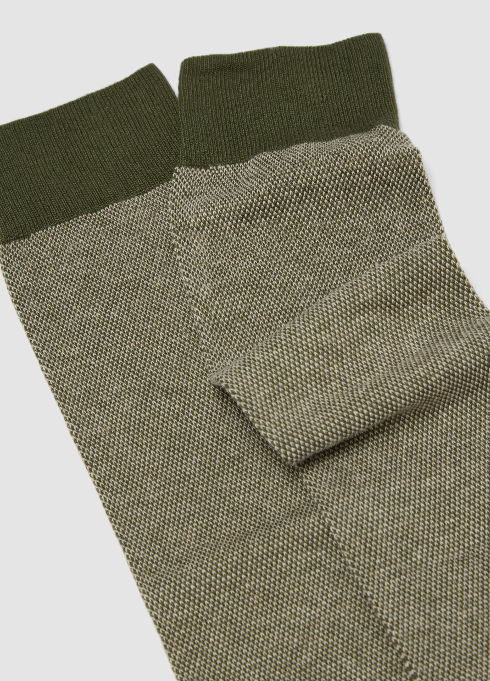 Men&rsquo;s Green Long Socks in Stretch Cotton