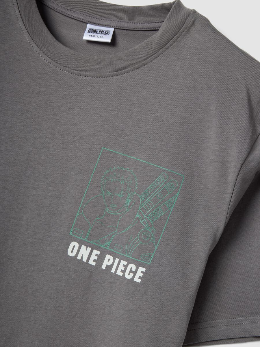 Graues T-Shirt mit One Piece-Print aus reiner Baumwolle, Relaxed Fit_1