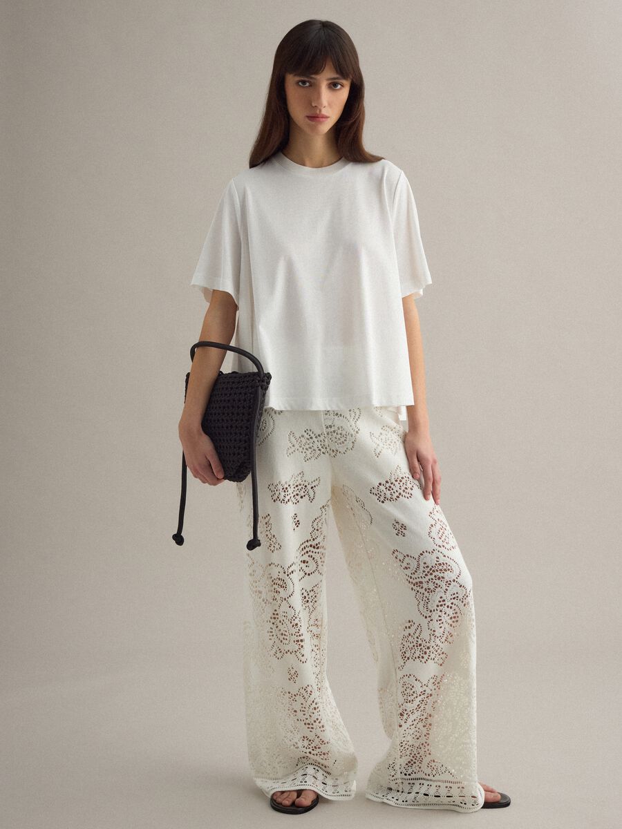 White cotton blend short-sleeve t-shirt regular fit_2