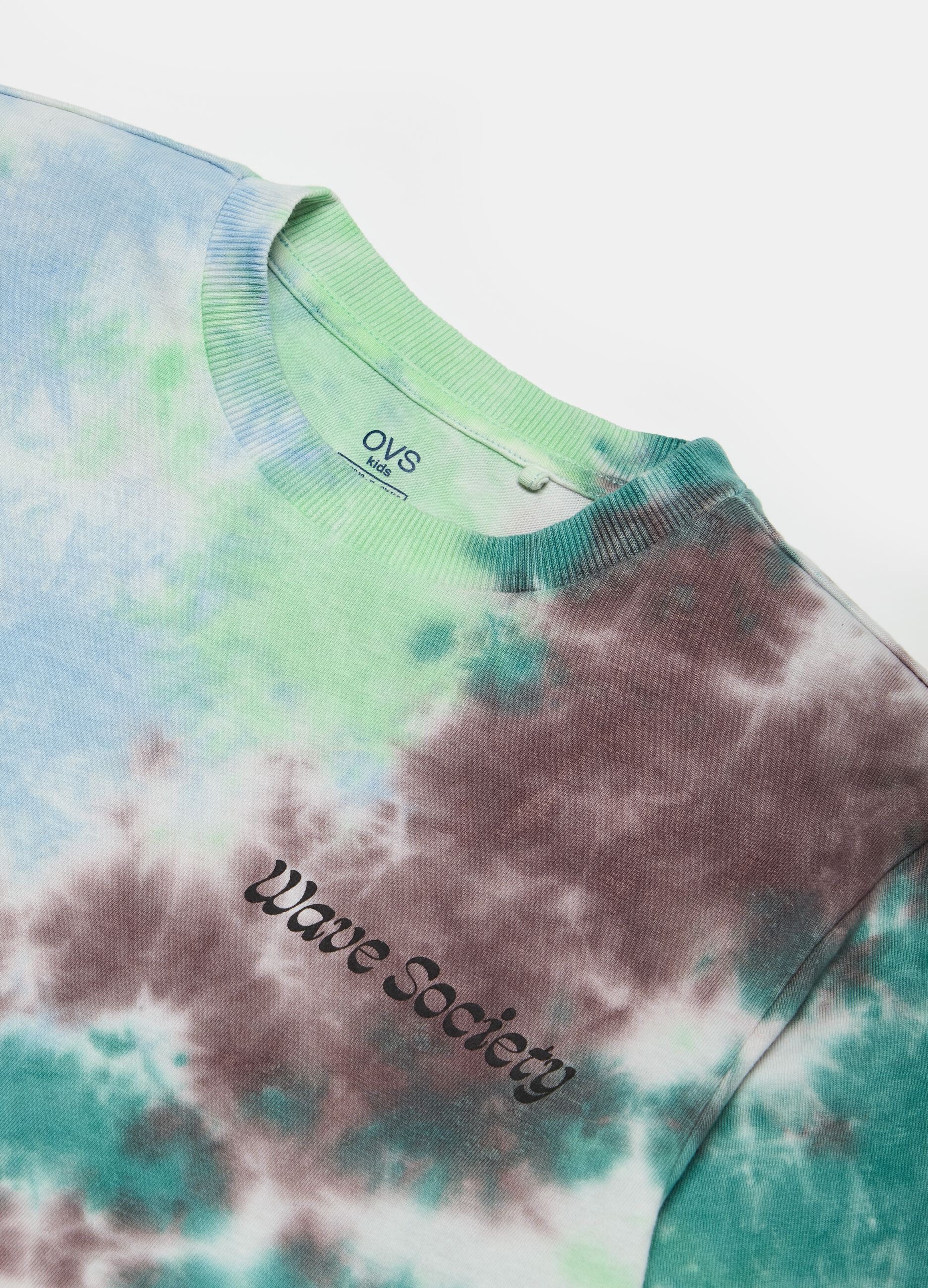 Tie-dye cotton T-shirt with print