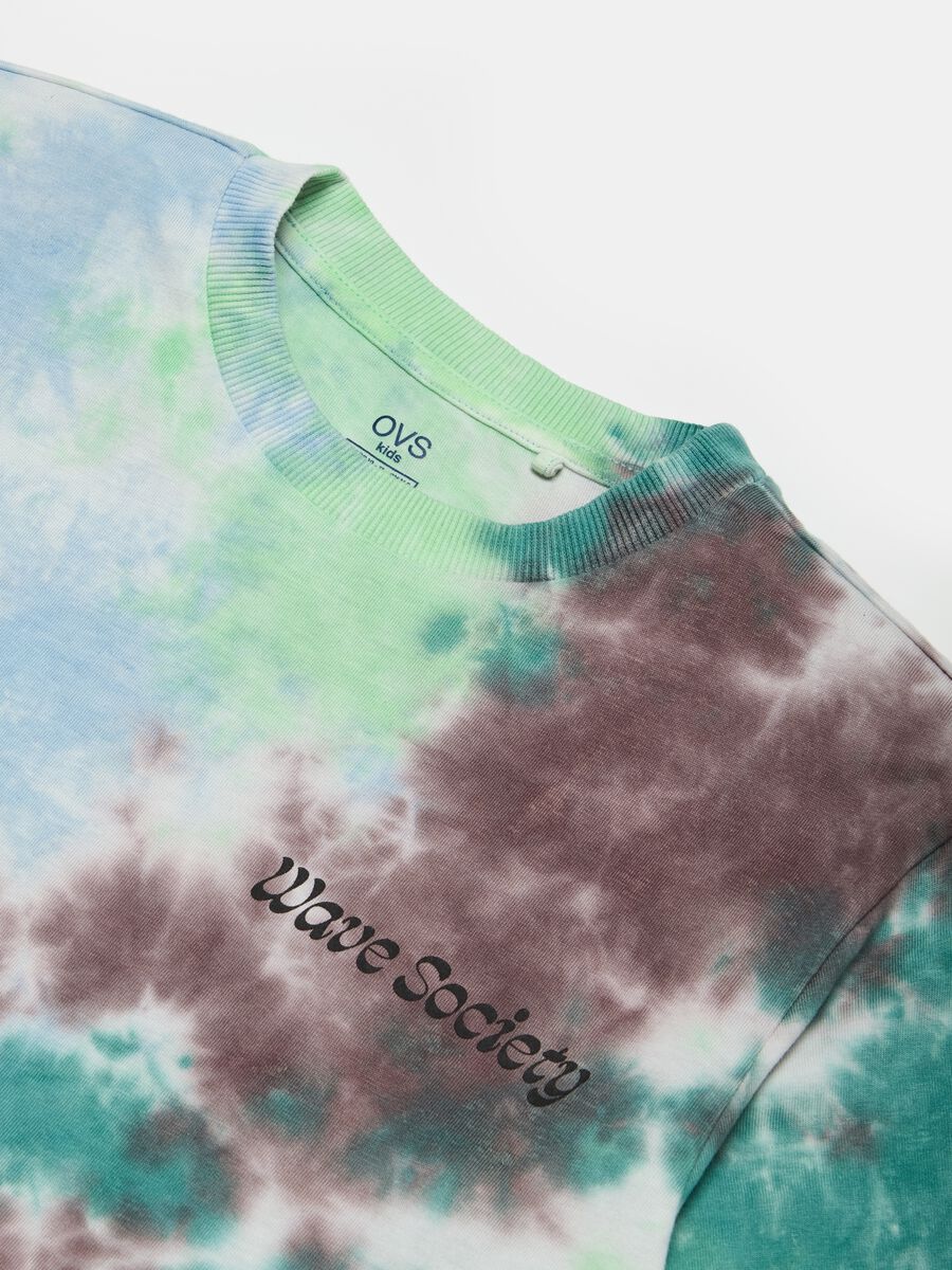 Tie-dye cotton T-shirt with print_2