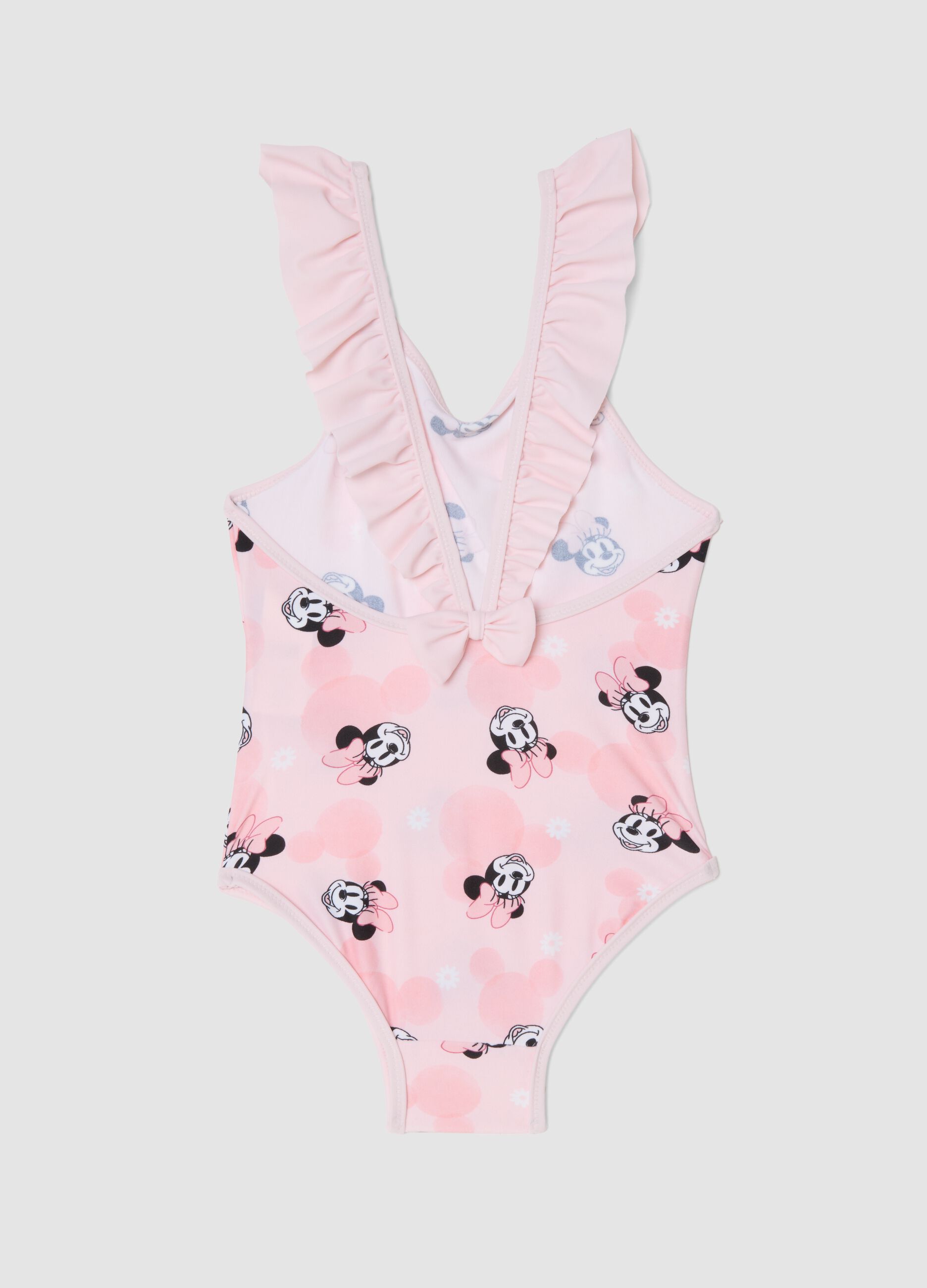 Pink ruffle swimsuit in stretch fabric