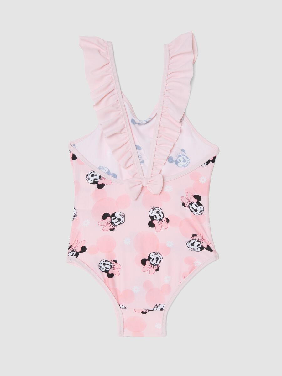 Pink ruffle swimsuit in stretch fabric_1