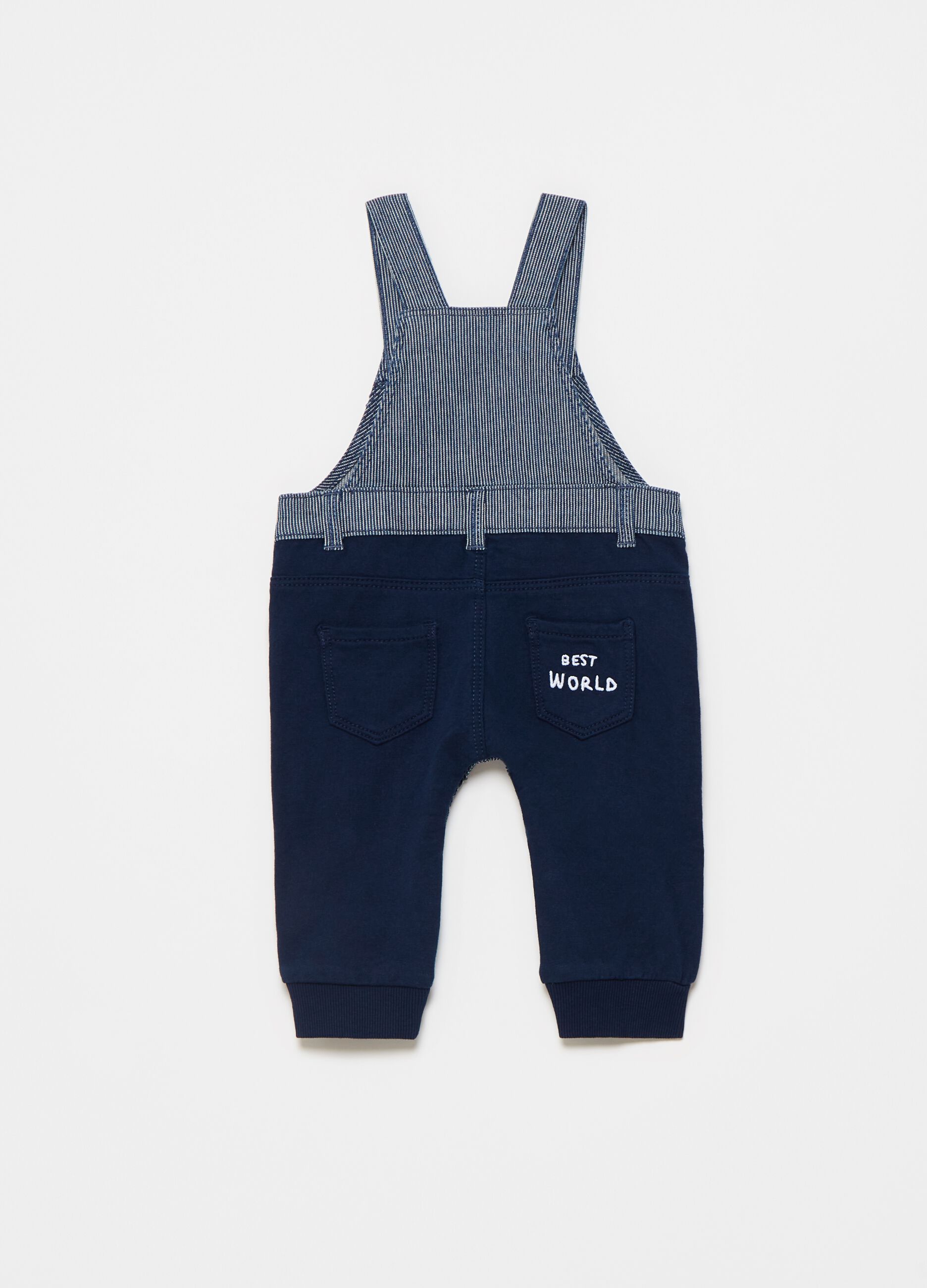 Dungarees in 100% cotton with striped insert