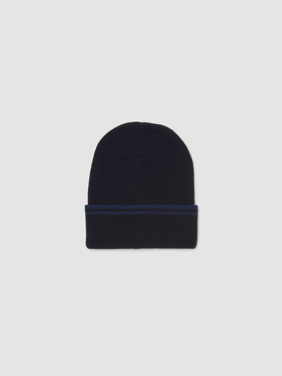 Blue beanie with turn-up_0