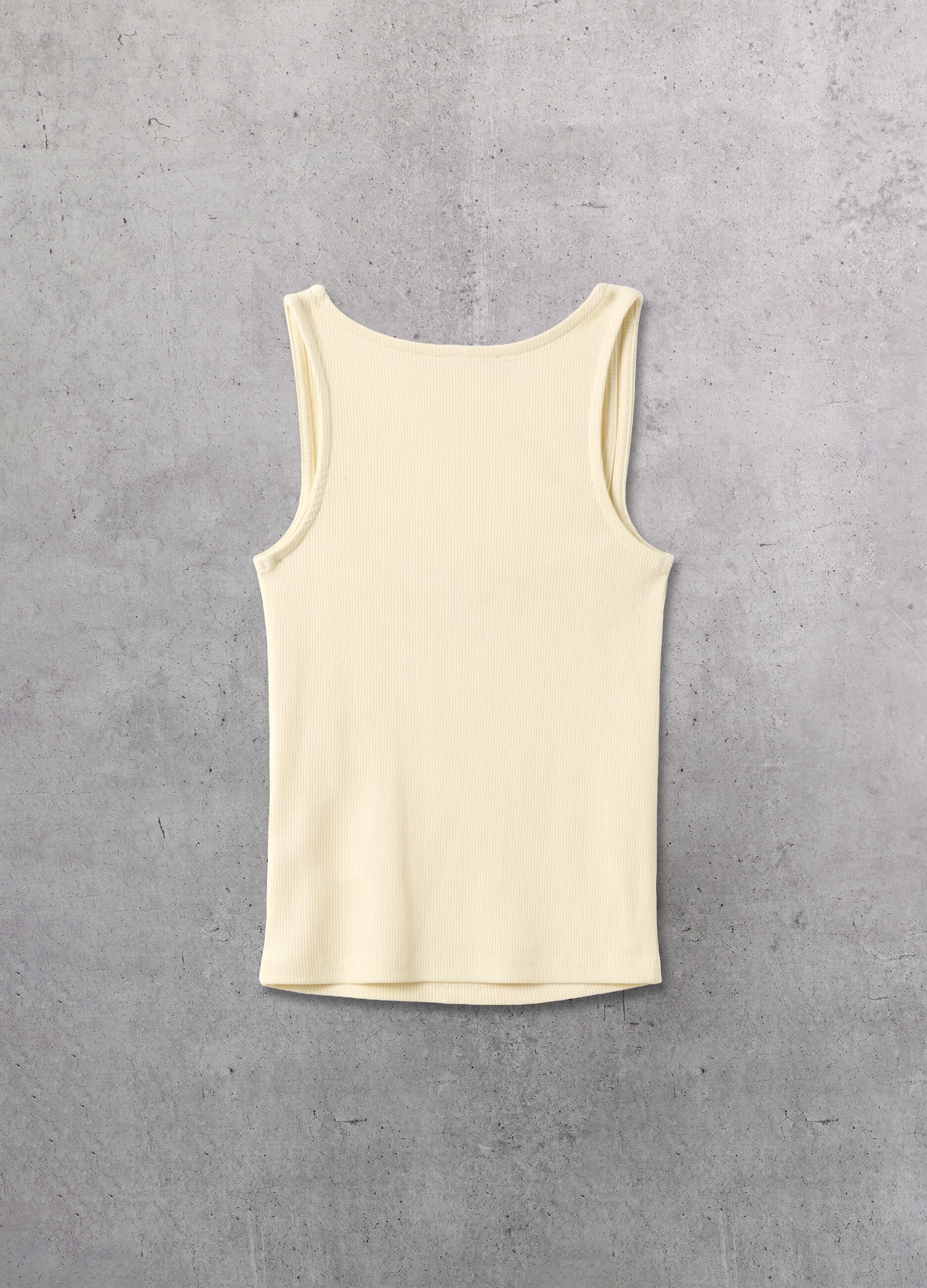 Square-Neck Tank Top in Pastel Yellow