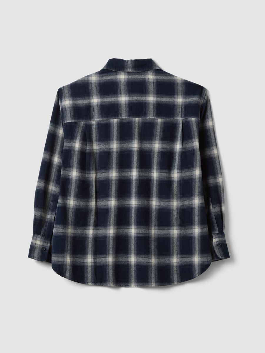 Camicia blu a quadri in flanella di puro cotone regular fit_2