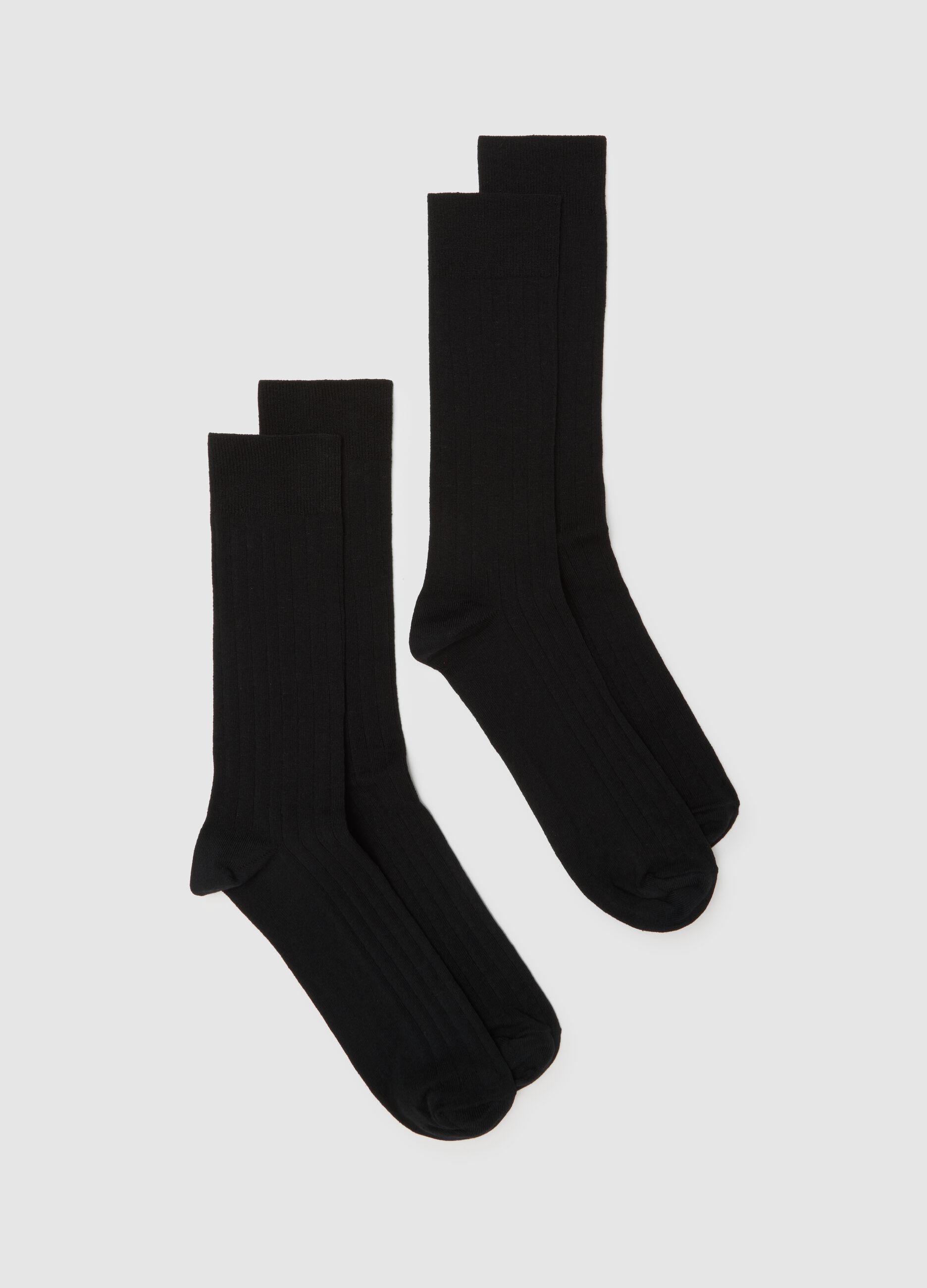 Two-pack of elastic black cotton-blend socks