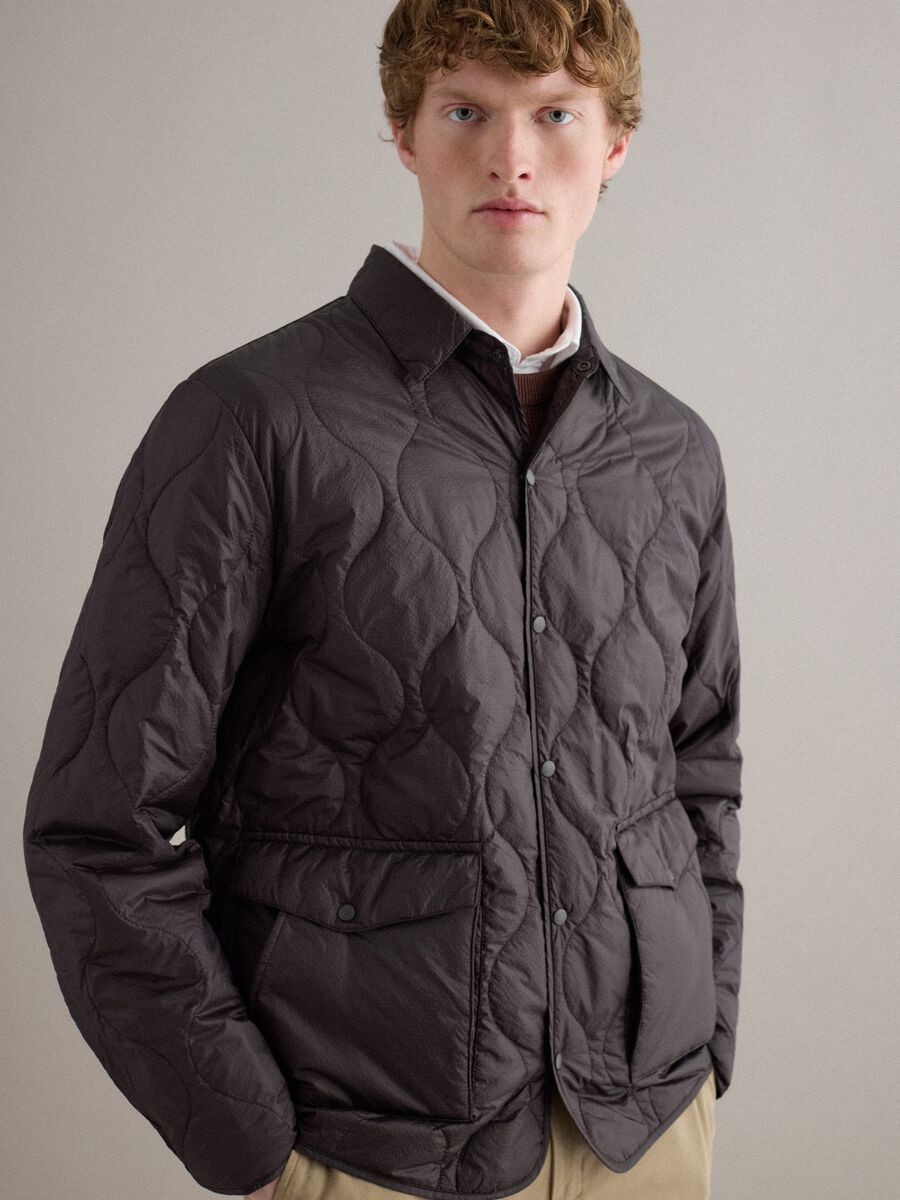 Brown husky jacket regular fit with zip_3