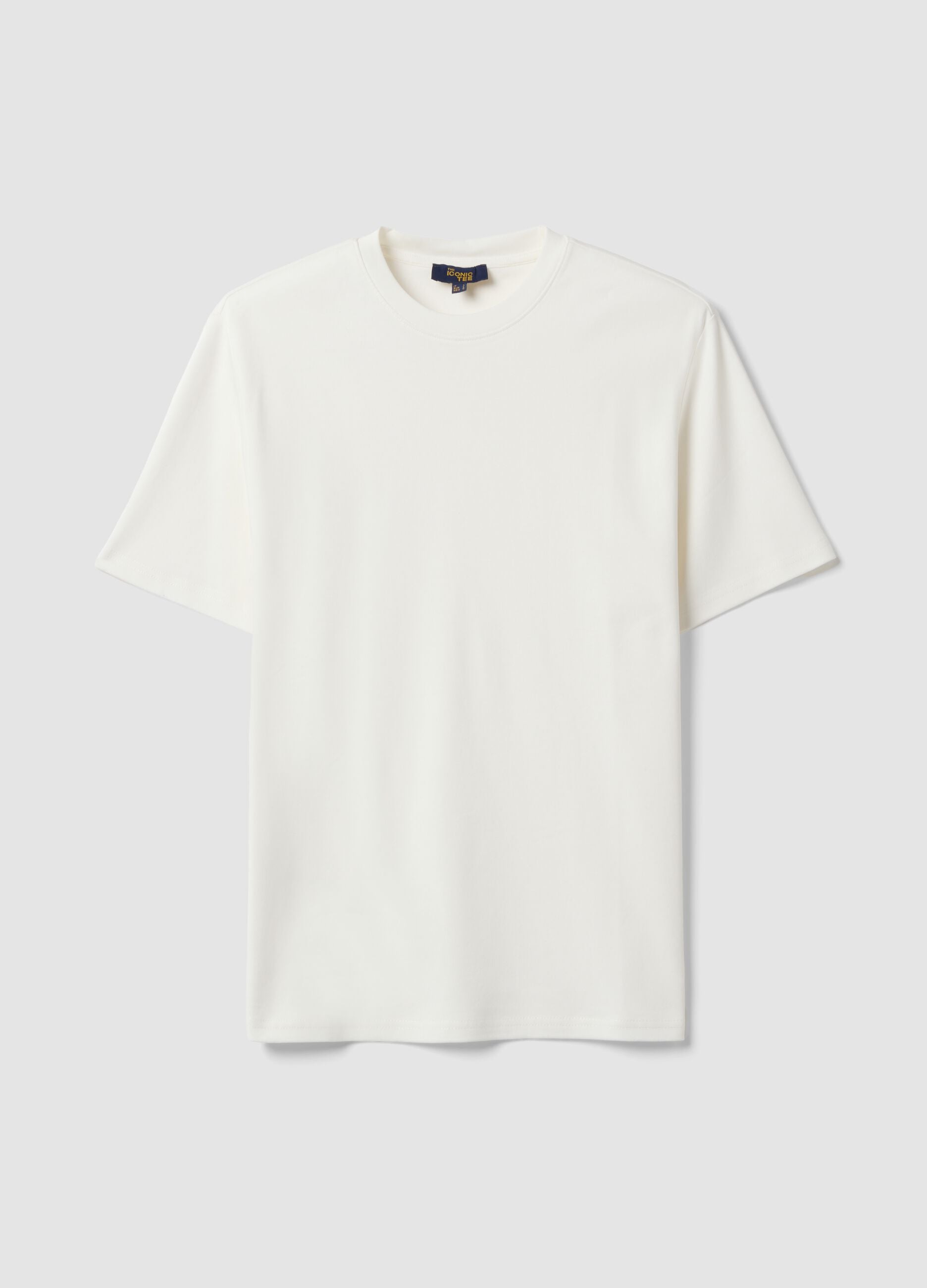 White pure cotton short-sleeve T-shirt, relaxed fit