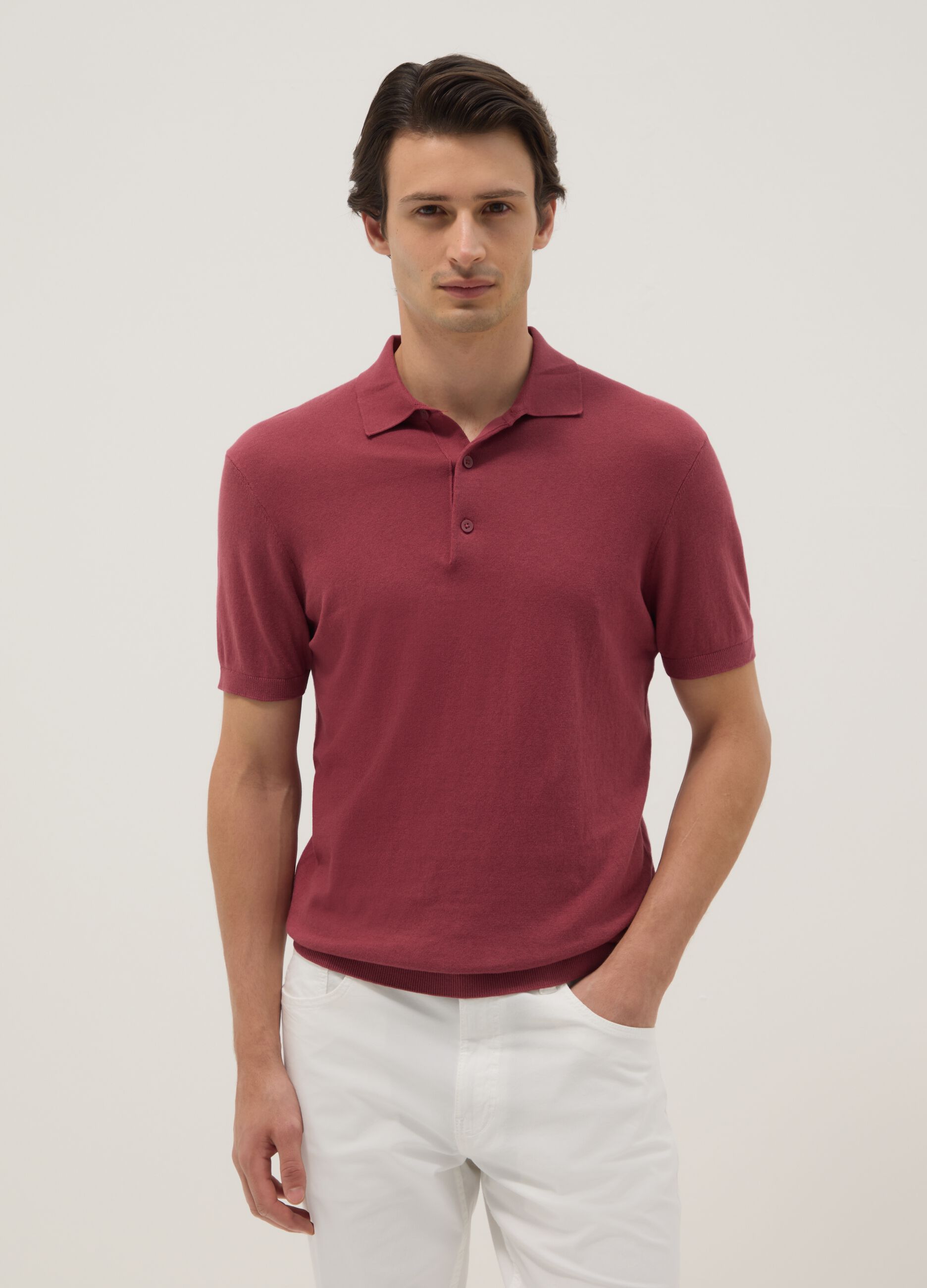 Red pure cotton polo regular fit