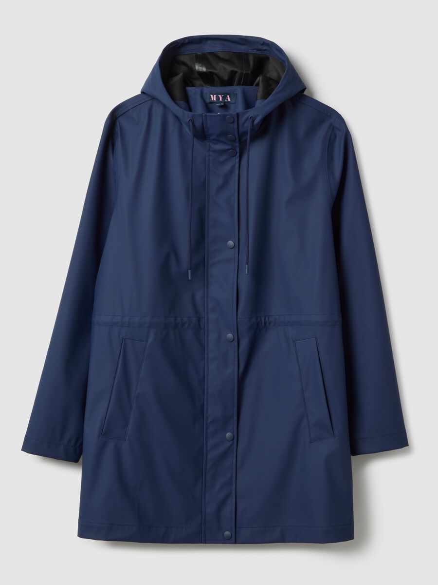 Regular fit blue rain jacket with hood_4