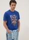 Blaues T-Shirt aus reiner Baumwolle mit Print, Regular Fit_0