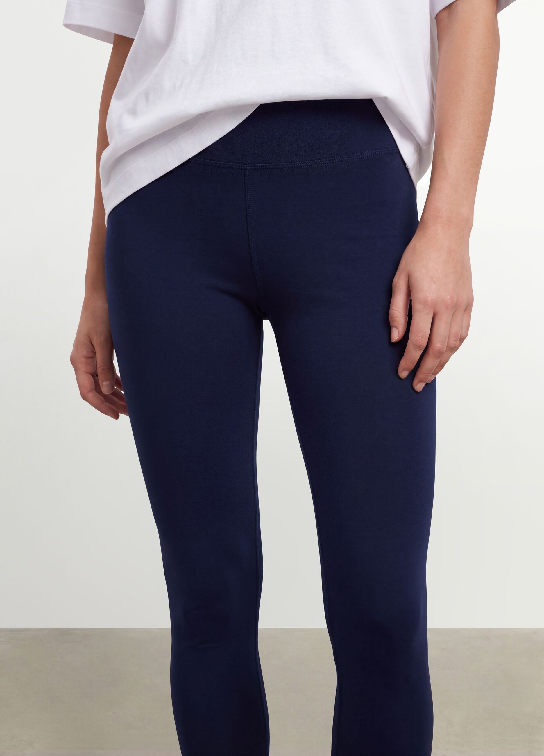 Blaue Slim Fit Stretch-Baumwoll-Leggings