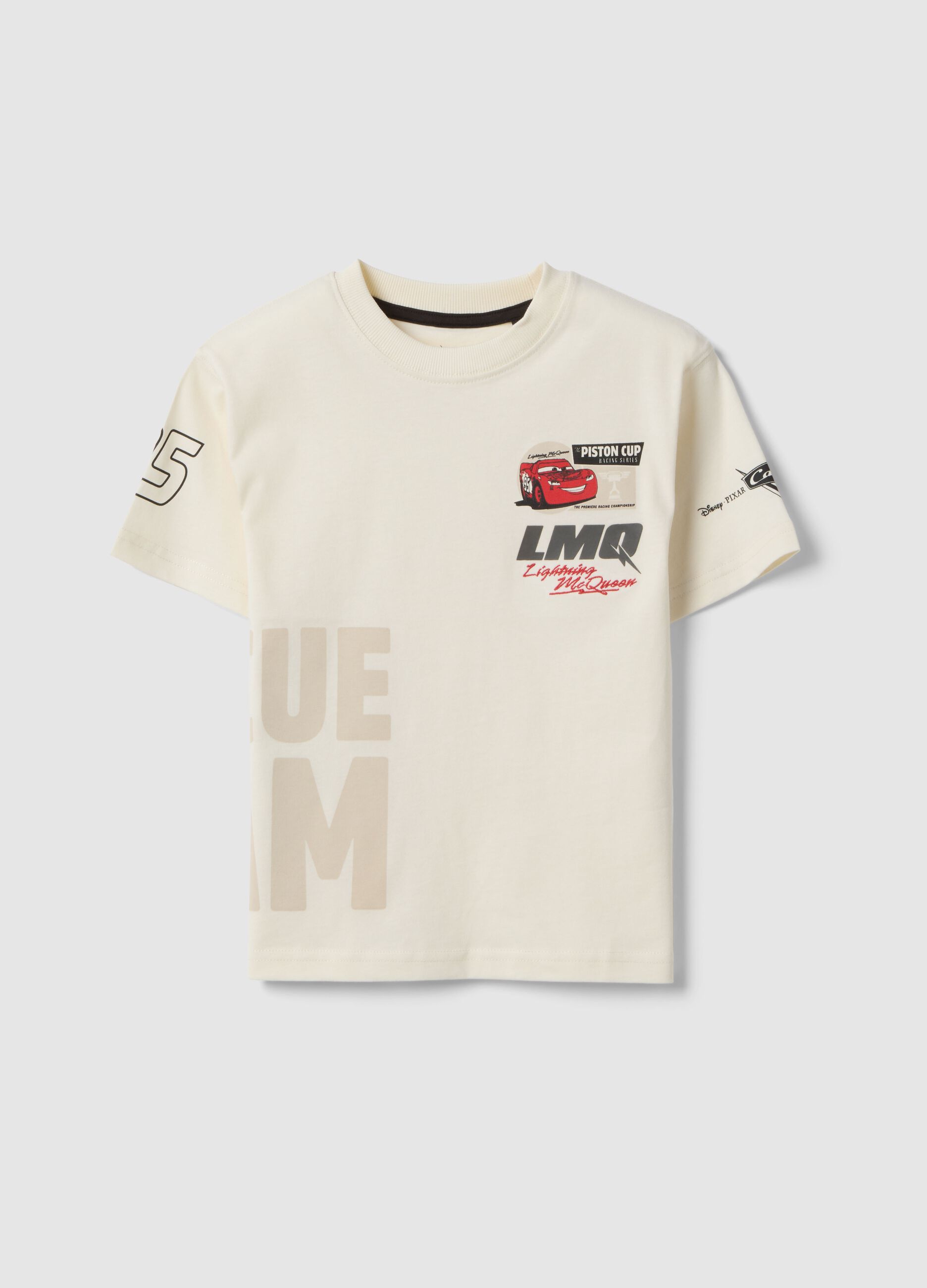 &Lambda;&epsilon;&upsilon;&kappa;ό &pi;&alpha;&iota;&delta;&iota;&kappa;ό T-shirt &alpha;&pi;ό 100% &beta;&alpha;&mu;&beta;ά&kappa;&iota; &mu;&epsilon; &sigma;&tau;ά&mu;&pi;&alpha; Cars, oversized &epsilon;&phi;&alpha;&rho;&mu;&omicron;&gamma;ή