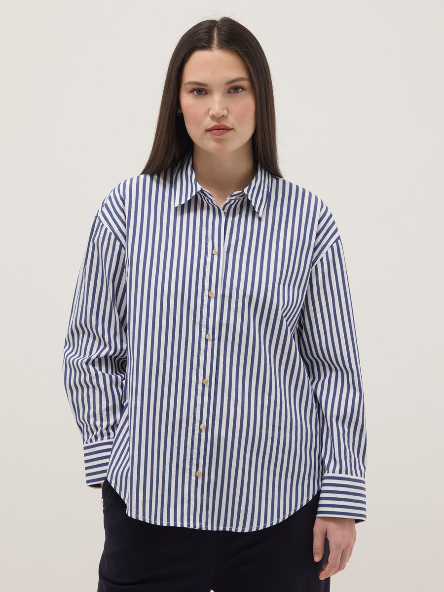 Multicoloured stripe cotton blend shirt regular fit with buttons_0
