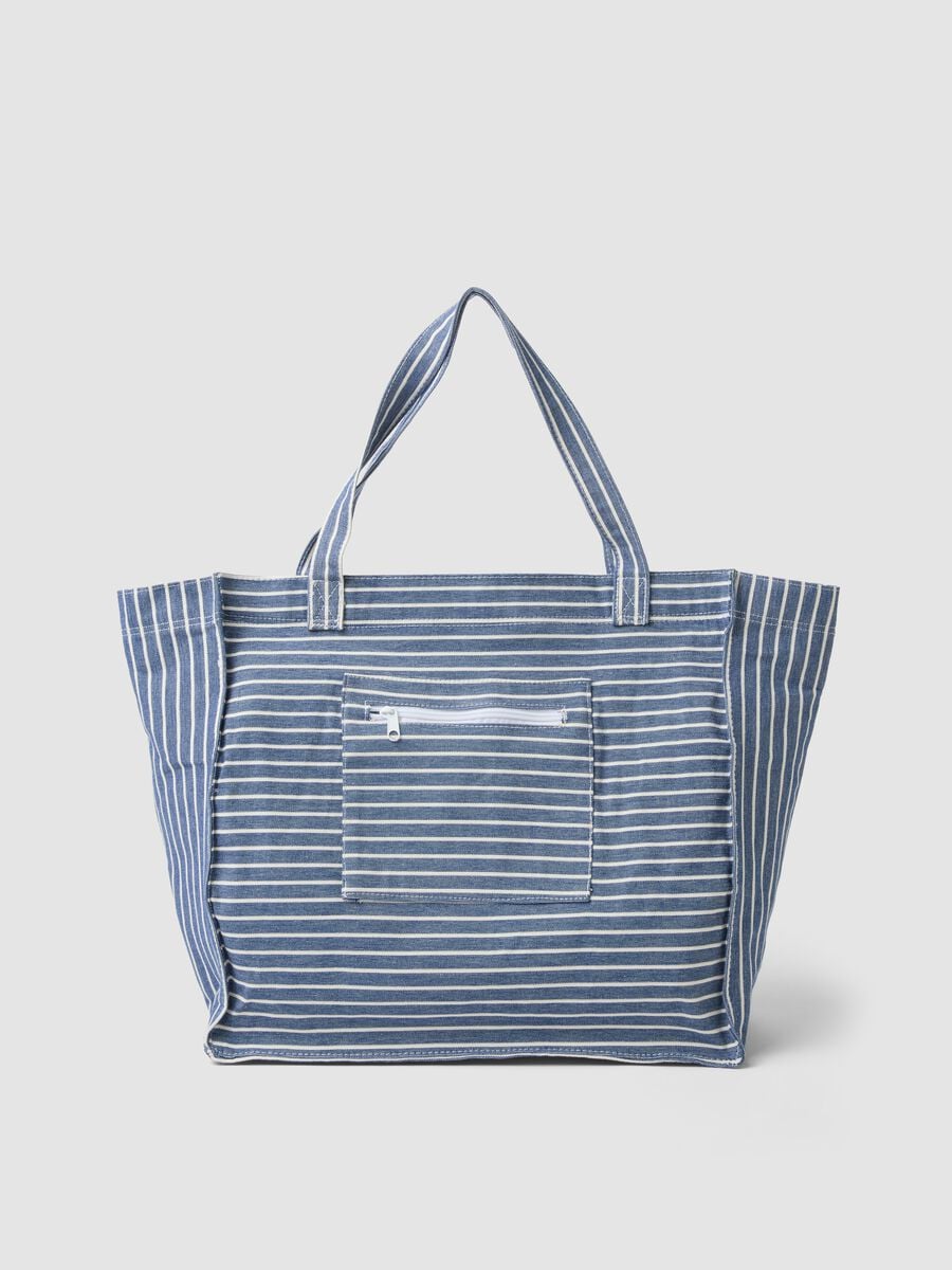 Blue striped pure cotton shopper bag_0