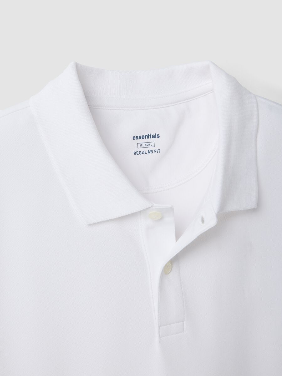 White stretch cotton-blend polo regular fit_5