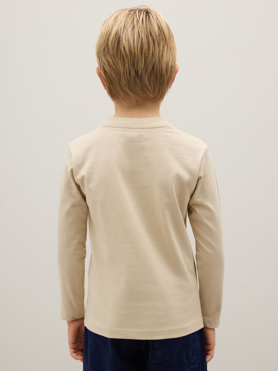 Children's beige pure cotton regular fit T-shirt_1