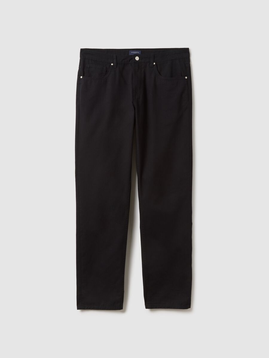 Regular fit black pure cotton trousers_5