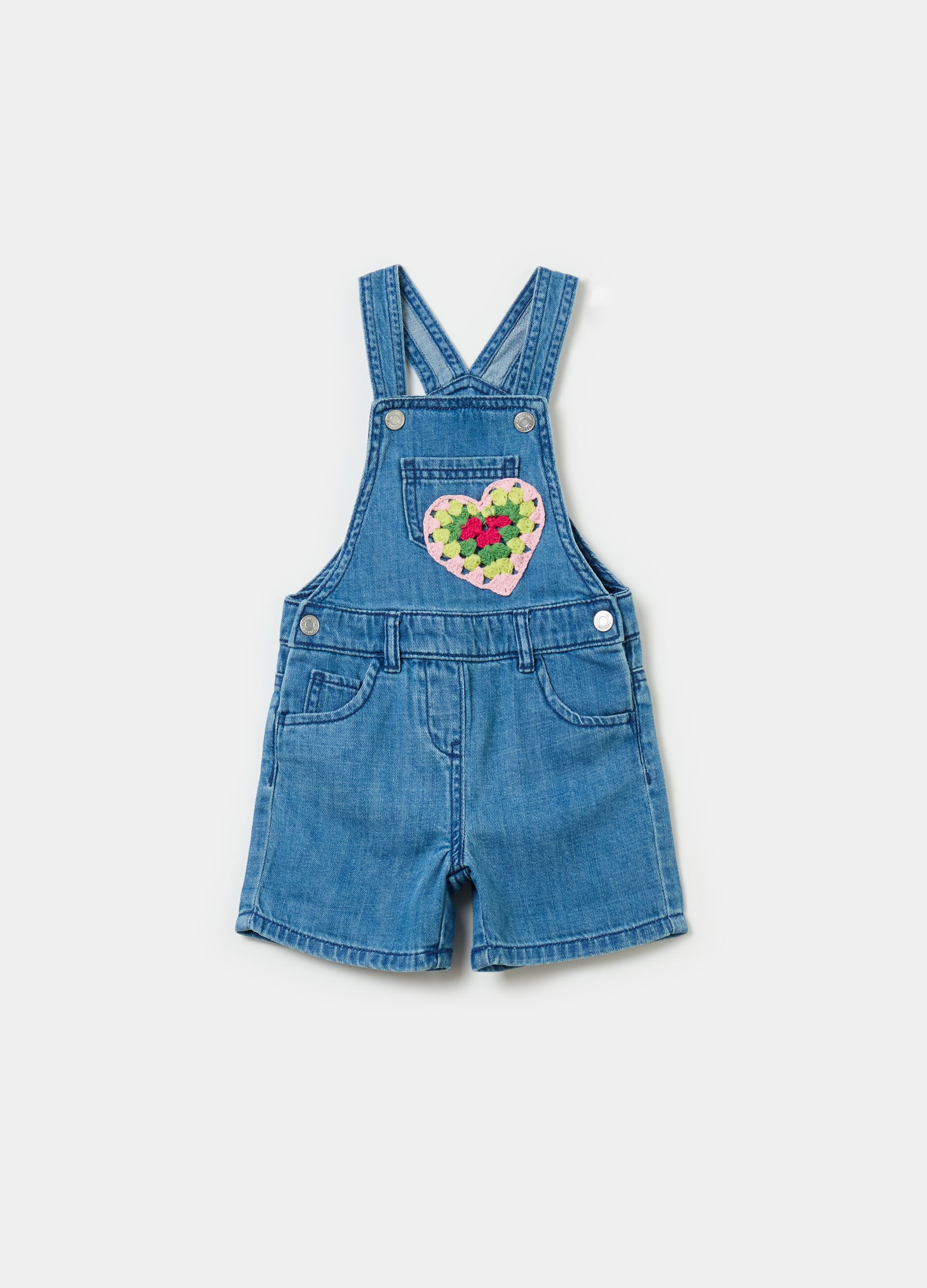 Dungarees with crochet application