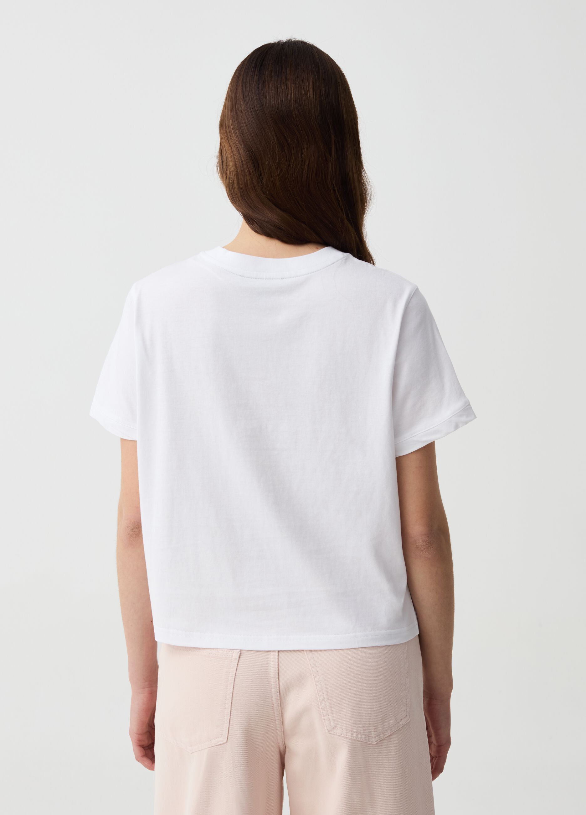 T-shirt with floral embroidery in lurex