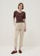 Beige Regular Fit Stretch Baumwollmix Hose_0