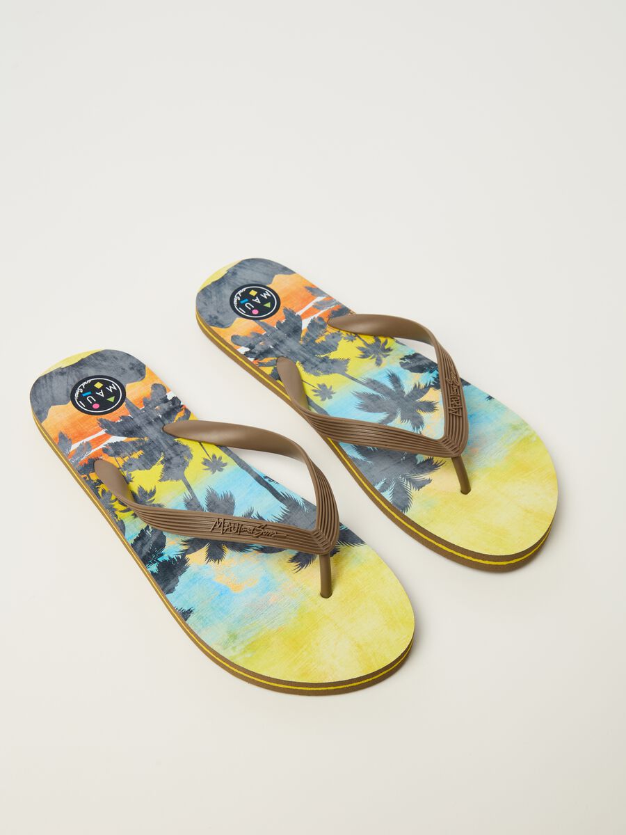 Thong sandals with palm tree print_1