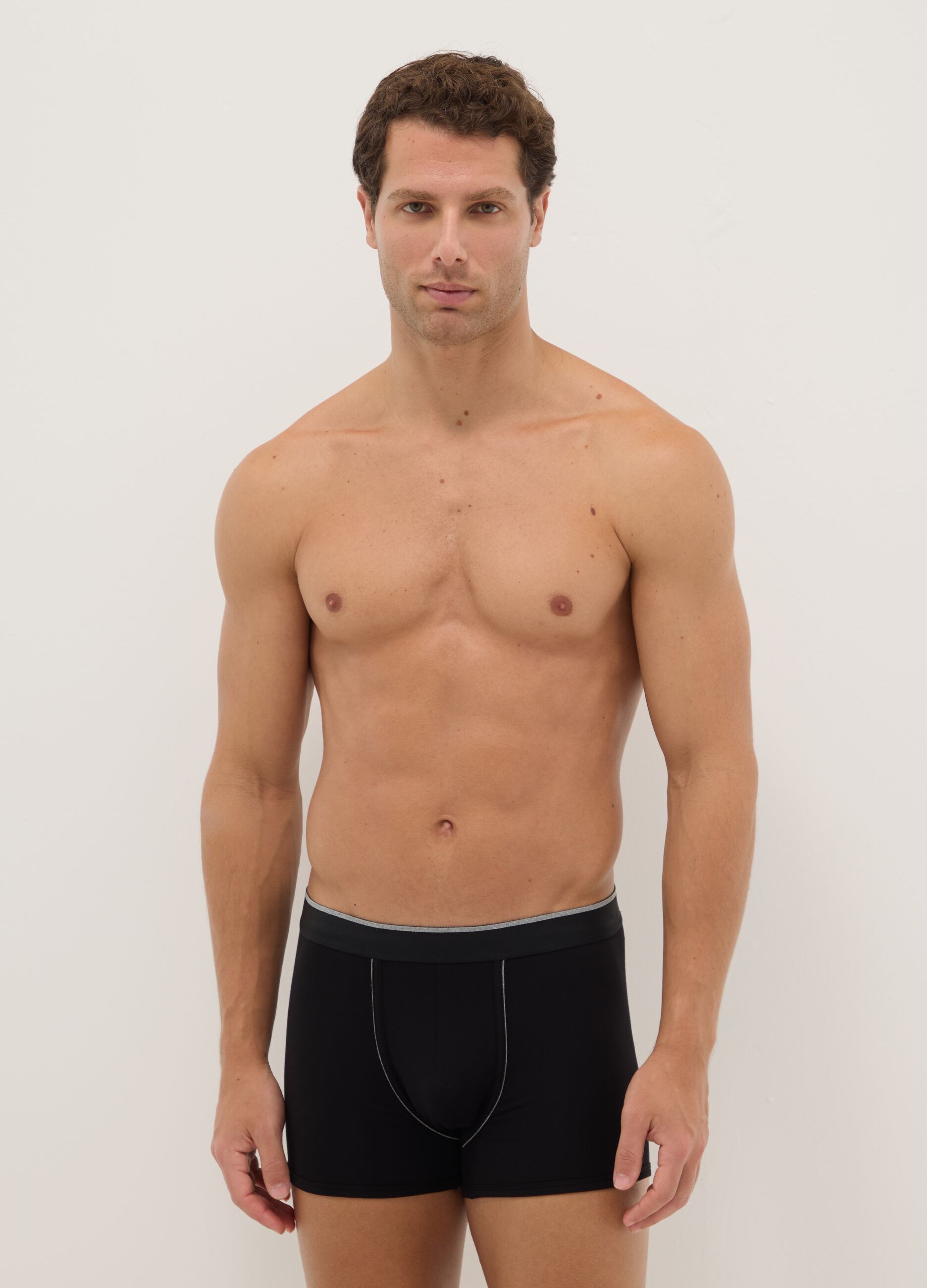 Twin pack regular fit black stretch cotton boxers