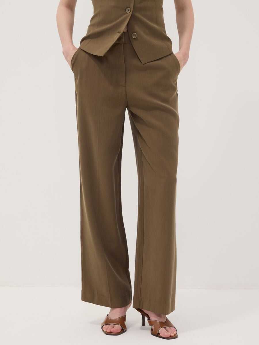 Green viscose-blend straight-leg trousers_1