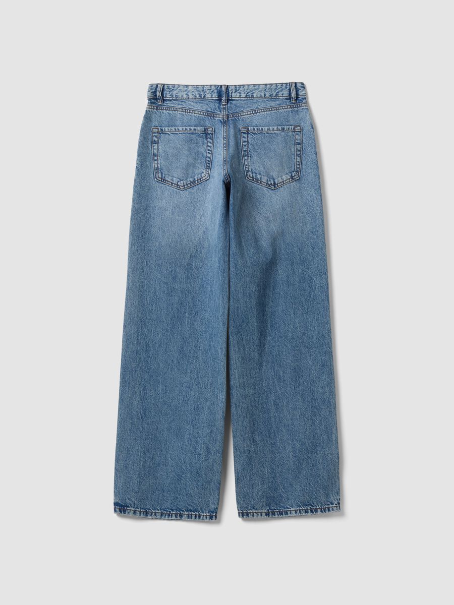 Light Blue Denim Wide-Leg Jeans in 100% Cotton_1