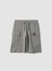 Grey pure cotton cargo bermuda shorts for boys, oversized fit_0