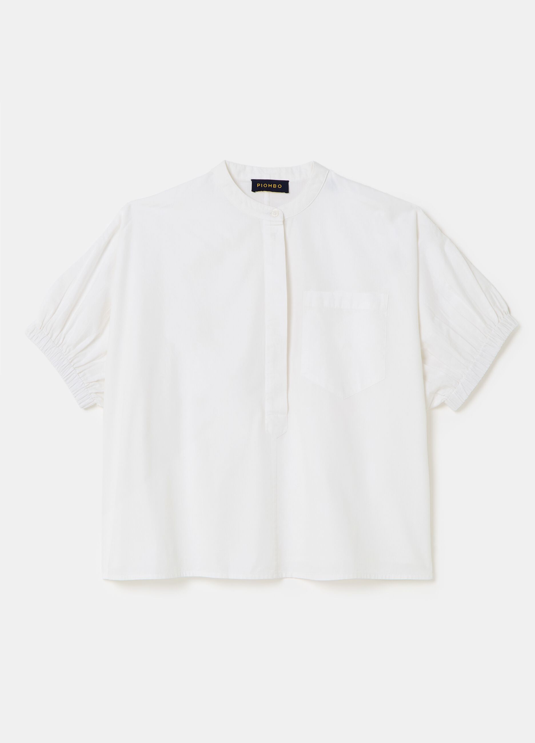 Poplin blouse with puff sleeves