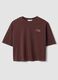 T-shirt marrone in puro cotone con ricamo boxy fit_4