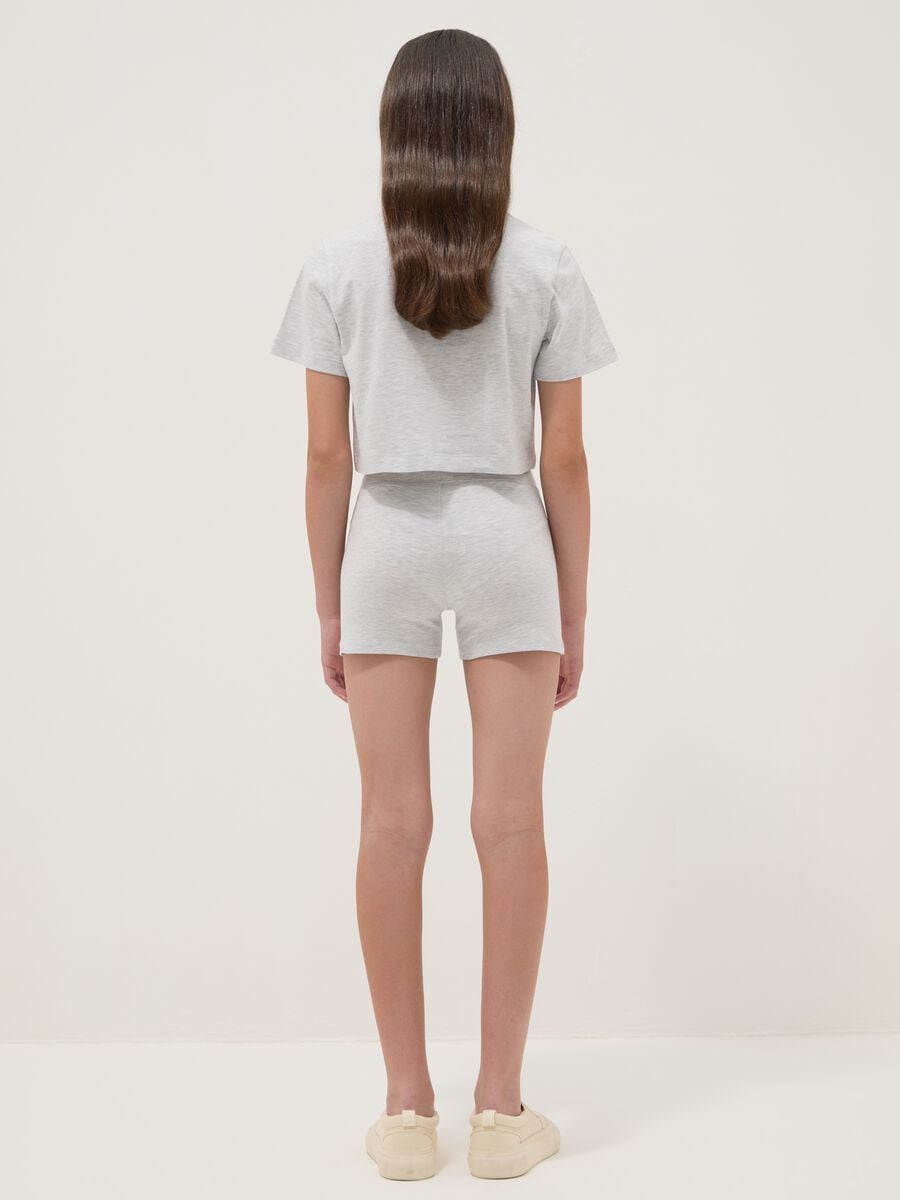 Grey cotton-blend set with T-shirt and shorts_1