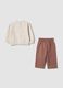 Beige and brown organic cotton-blend set with Bambi print_1