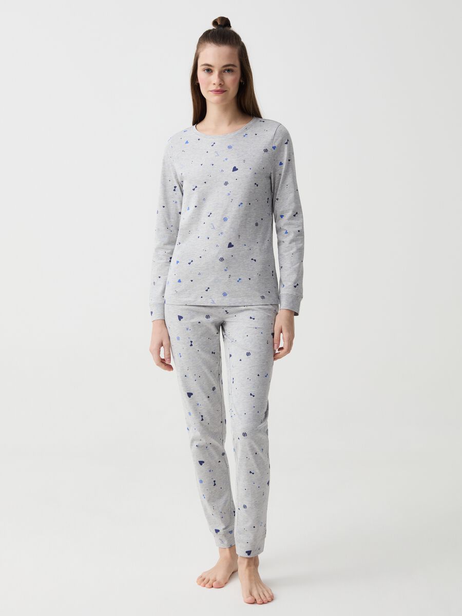 Long pyjamas with all-over love print_0
