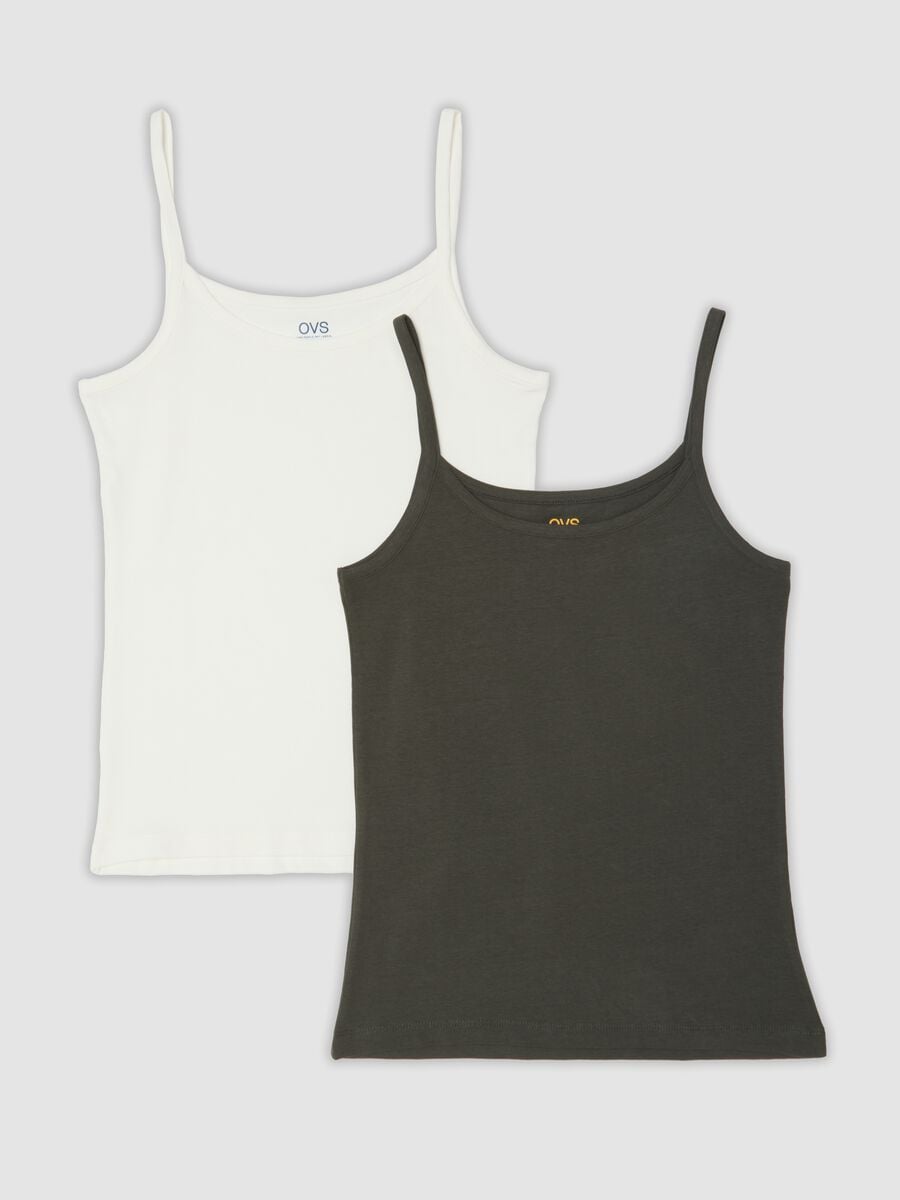 Bipack canotte bianco e grigio in cotone elasticizzato regular fit_0