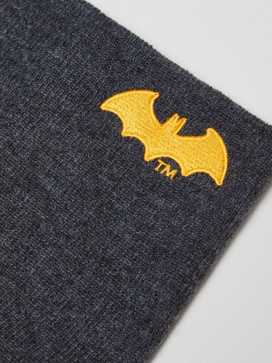 Knit neck warmer with Batman embroidery_2