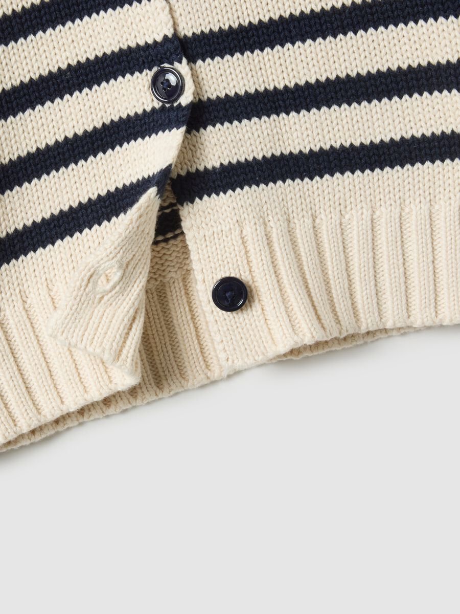 Multicolour striped cardigan in pure cotton regular fit with buttons_1